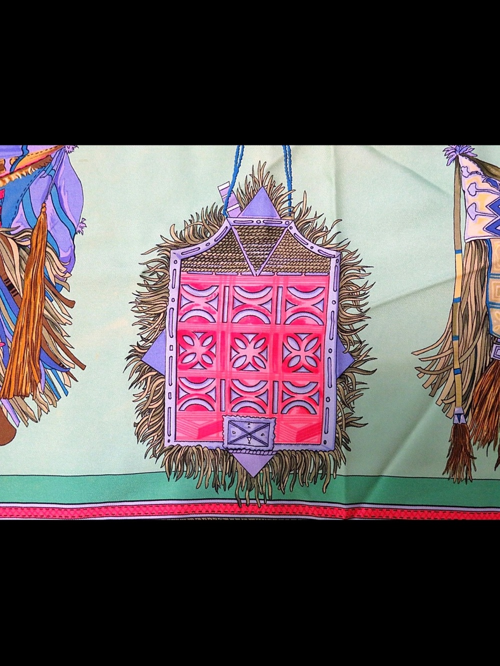 Hermes Silk Scarf in Mint Green, Pink, Blue and Gold - Picture 7 of 13